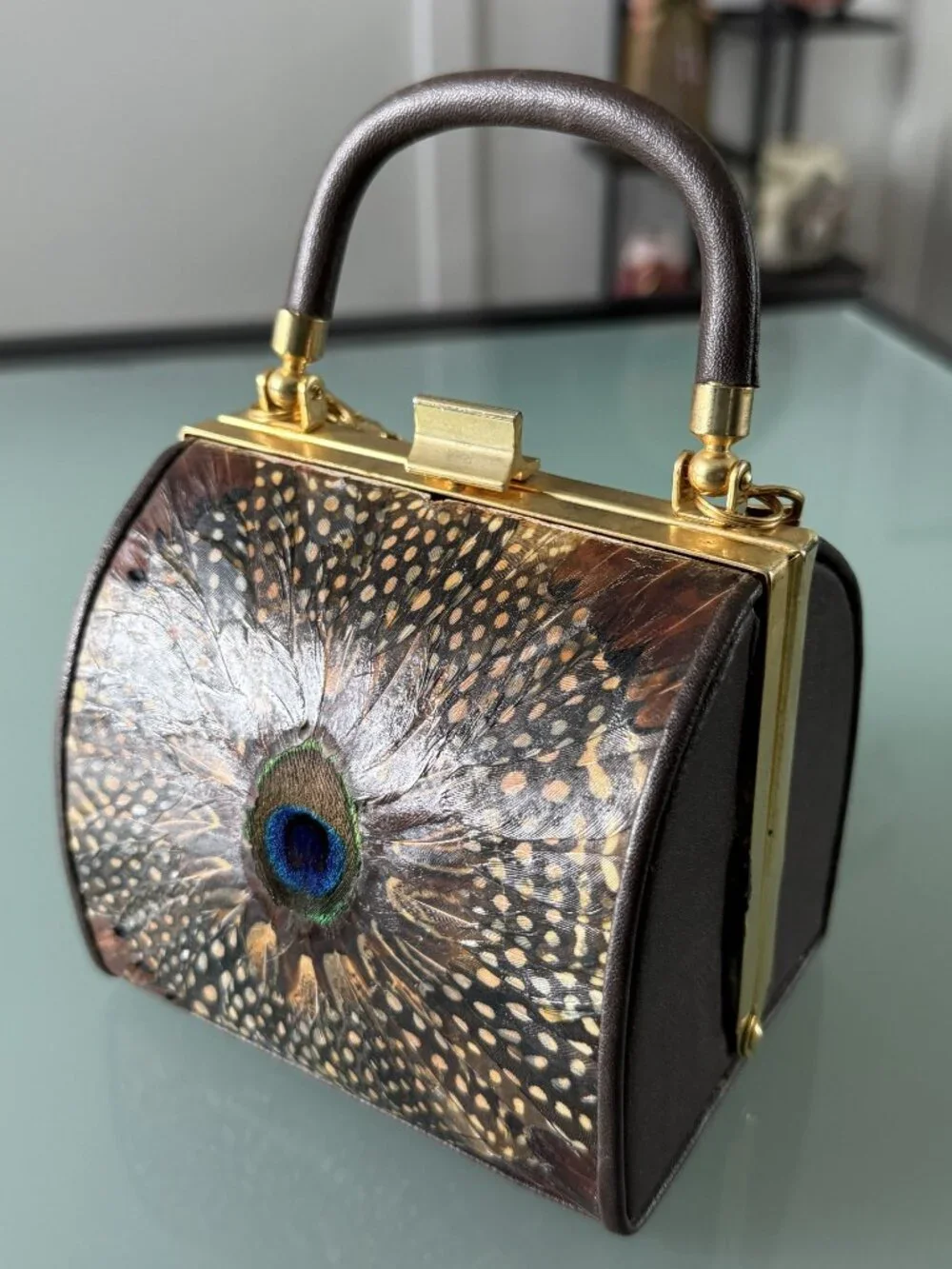 Comeco Clatch Women's Peacock Feather Purse Evening clutch - Picture 3 of 7